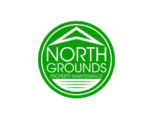 A green circular logo with a white roof-like design at the top and the text NORTH GROUNDS PROPERTY MAINTENANCE in bold white letters inside.