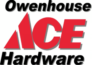 Owenhouse ACE Hardware logo with bold black text and large red ACE letters in the center, featuring a triangular A..